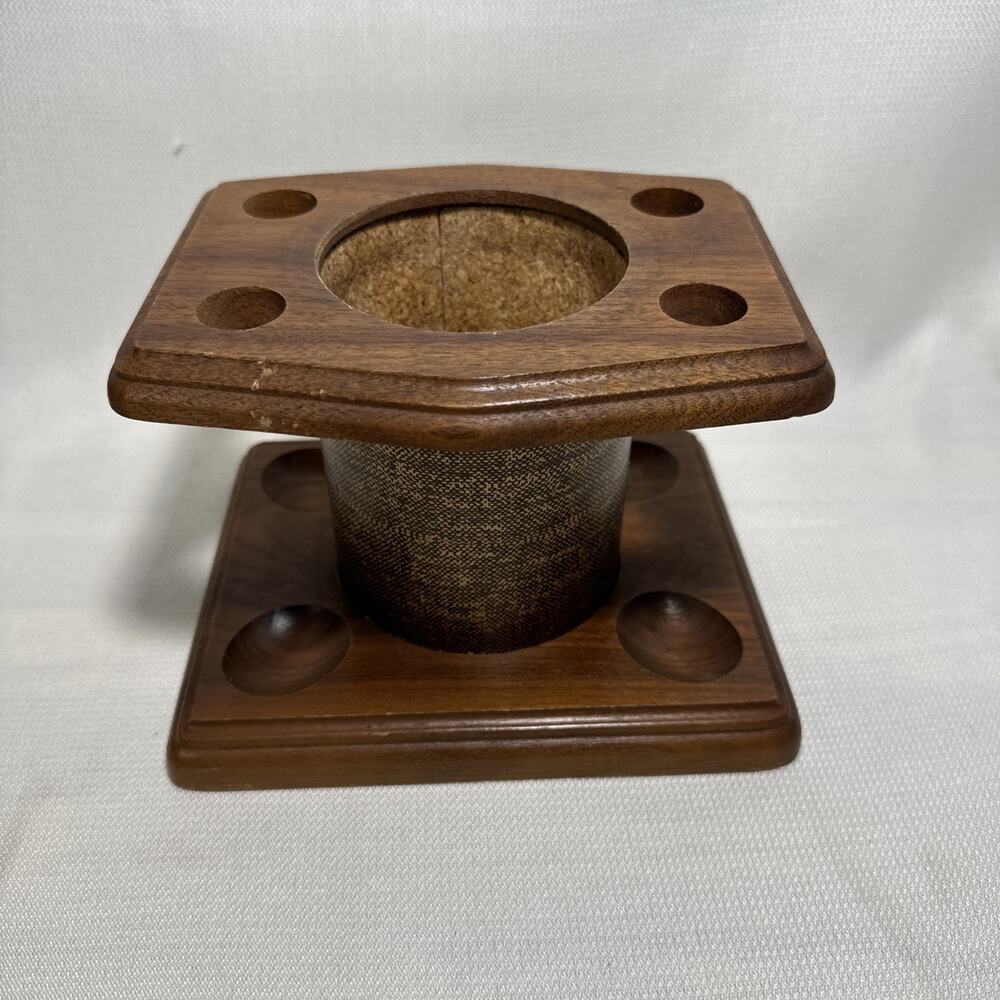 Vintage Fairfax Wood 4 Pipe Stand Cork Lined Humidor w/ No Lid